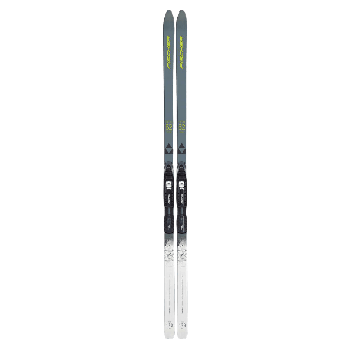 FISCHER SKIS SPIDER 62 CROWN XTRALITE 23/24 - GREY/WHITE/YELLOW - FRONT VIEW