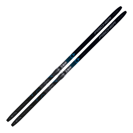 FISCHER SKIS TWIN SKIN CRUISER EF CROSS COUNTRY SKIS 23/24 - BLACK/GREY - FRONT VIEW
