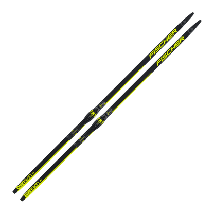 FISCHER SKIS TWIN SKIN PRO MEDIUM SKI 24/25 - BLACK/YELLOW - FRONT VIEW