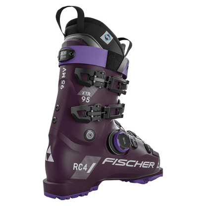 FISCHER SKIS WOMEN'S XTR RC4 95 MV BOOTS - WINEBERRY - BACK VIEW