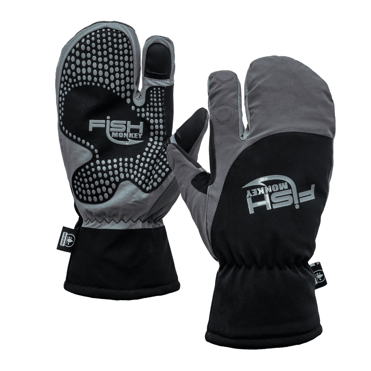FISH MONKEY STEALTH DRY-TEC HEAVYWEIGHT MITTEN - GRAY - BACK/FRONT VIEW