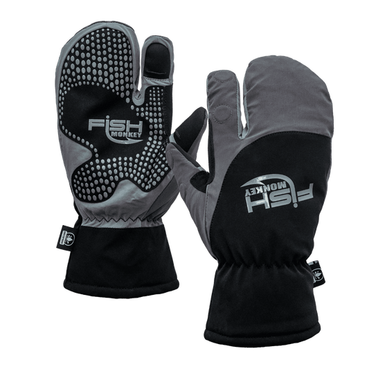 FISH MONKEY STEALTH DRY-TEC HEAVYWEIGHT MITTEN - GRAY - BACK/FRONT VIEW