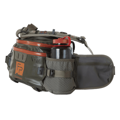 FISHPOND STORMSHADOW LUMBAR PACK GREEN FRONT LEFT VIEW