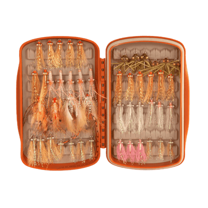 FISHPOND TACKY PESCADOR FLY BOX SMALL BURNT ORANGE WITH JIGS
