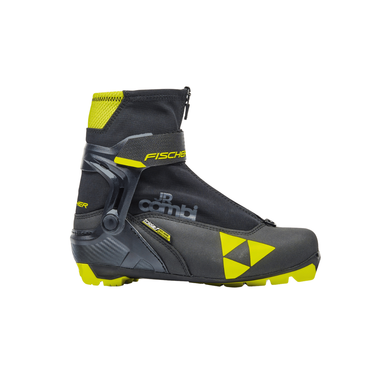 FISCHER SKIS JUNIOR COMBI BOOT 22/23 - BLACK/YELLOW - SIDE VIEW