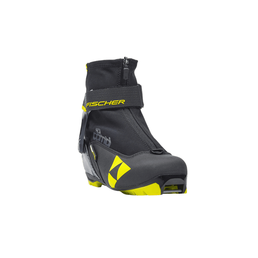 FISCHER SKIS JUNIOR COMBI BOOT 22/23 - BLACK/YELLOW - FRONT VIEW