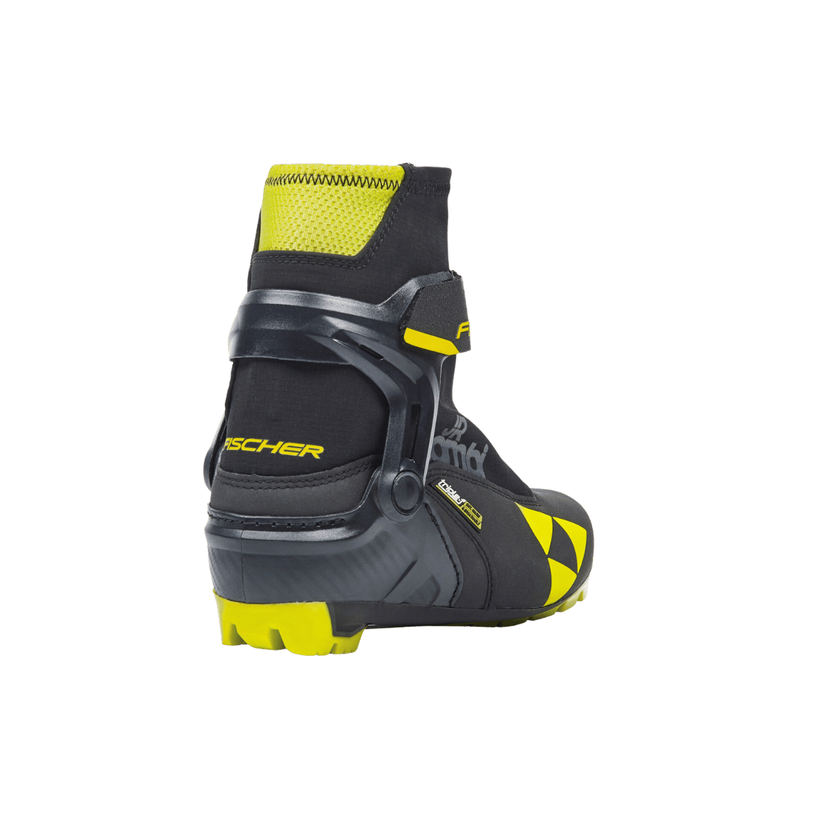 FISCHER SKIS JUNIOR COMBI BOOT 22/23 - BLACK/YELLOW - BACK VIEW