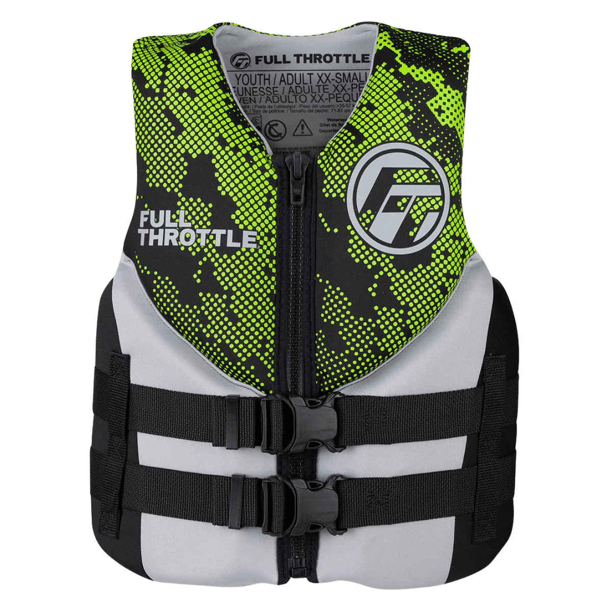 FULL THROTTLE JUNIOR HINGED RAPID-DRY VEST GREEN FRONT
