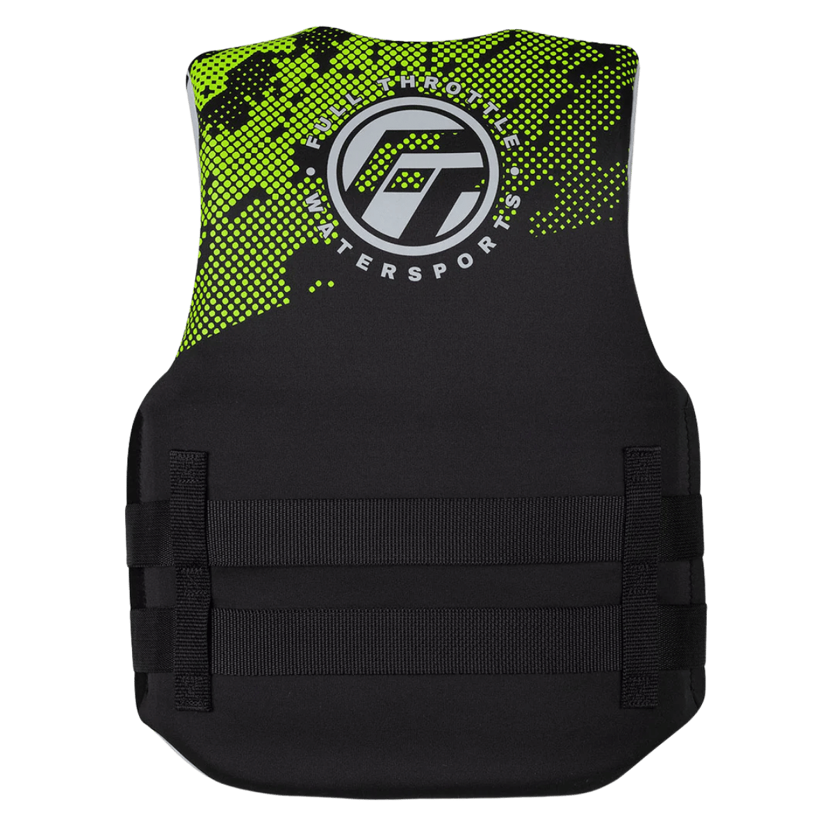 FULL THROTTLE JUNIOR HINGED RAPID-DRY VEST GREEN BACK VIEW