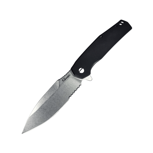 GAMAKATSU EDC KNIFE BLK/STONEWASH SS BLACK HANDLE