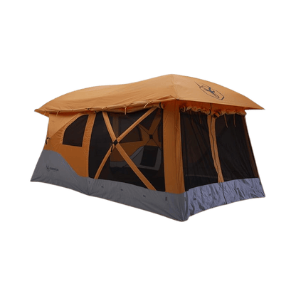 GAZELLE TENTS T4 HUB TENT – 4-PERSON – SUNSET ORANGE - FRONT VIEW