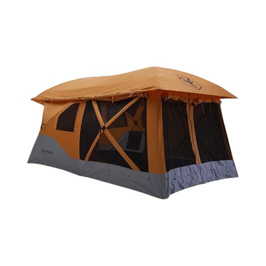 GAZELLE TENTS T4 HUB TENT – 4-PERSON – SUNSET ORANGE - FRONT VIEW