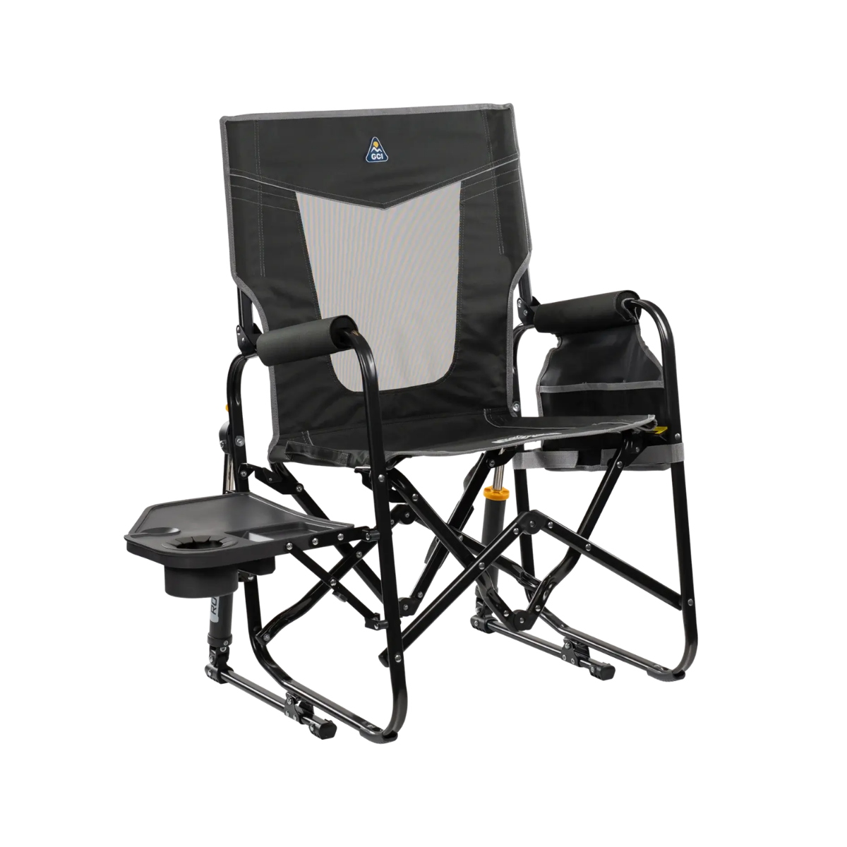 GCI OUTDOOR STOWAWAY ROCKER W/ SIDE TABLE DARK CHARCOAL
