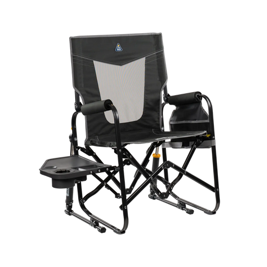 GCI OUTDOOR STOWAWAY ROCKER W/ SIDE TABLE DARK CHARCOAL