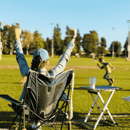GCI OUTDOOR COMPACT CAMP TABLE 20™ - BLACK CHROME - LIFESTYLE 1
