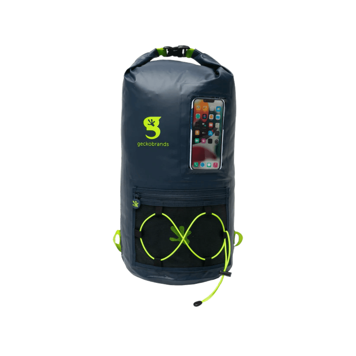 GECKO BRANDS HYDRONER  WATERPROOF BACKPACK - 20L" - NAVY/NEON GREEN- FRONT VIEW