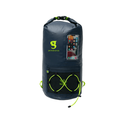 GECKO BRANDS HYDRONER  WATERPROOF BACKPACK - 20L" - NAVY/NEON GREEN- FRONT VIEW