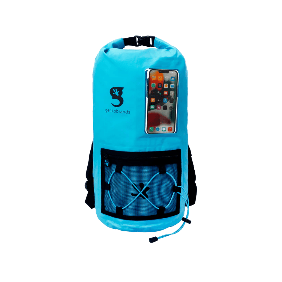 GECKO BRANDS HYDRONER  WATERPROOF BACKPACK - 20L" - NEON BLUE- FRONT VIEW