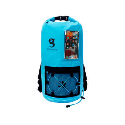 GECKO BRANDS HYDRONER  WATERPROOF BACKPACK - 20L" - NEON BLUE- FRONT VIEW