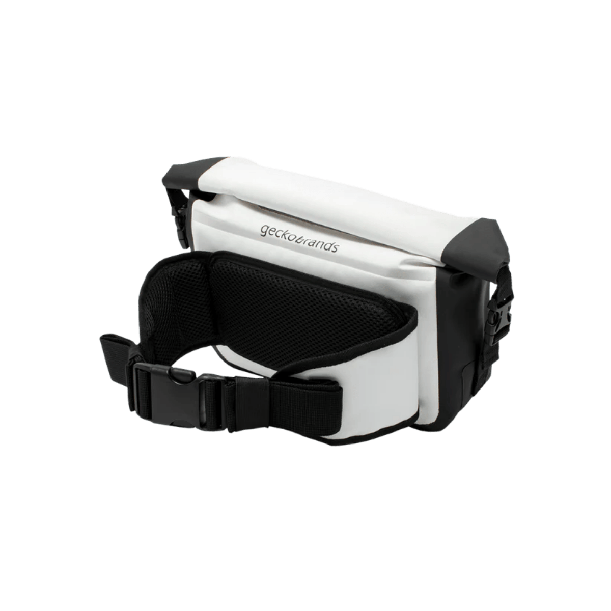 GECKO BRANDS WATERPROOF TARPAULIN DRY BAG WAIST PACK - WHITE/BLACK  - BACK VIEW