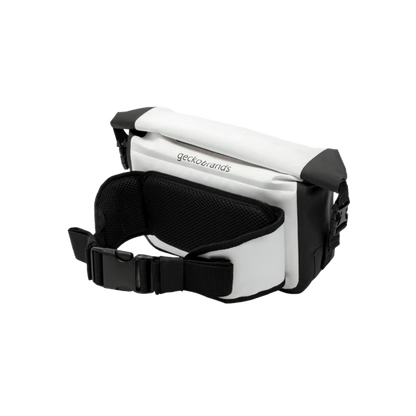 GECKO BRANDS WATERPROOF TARPAULIN DRY BAG WAIST PACK - WHITE/BLACK  - BACK VIEW