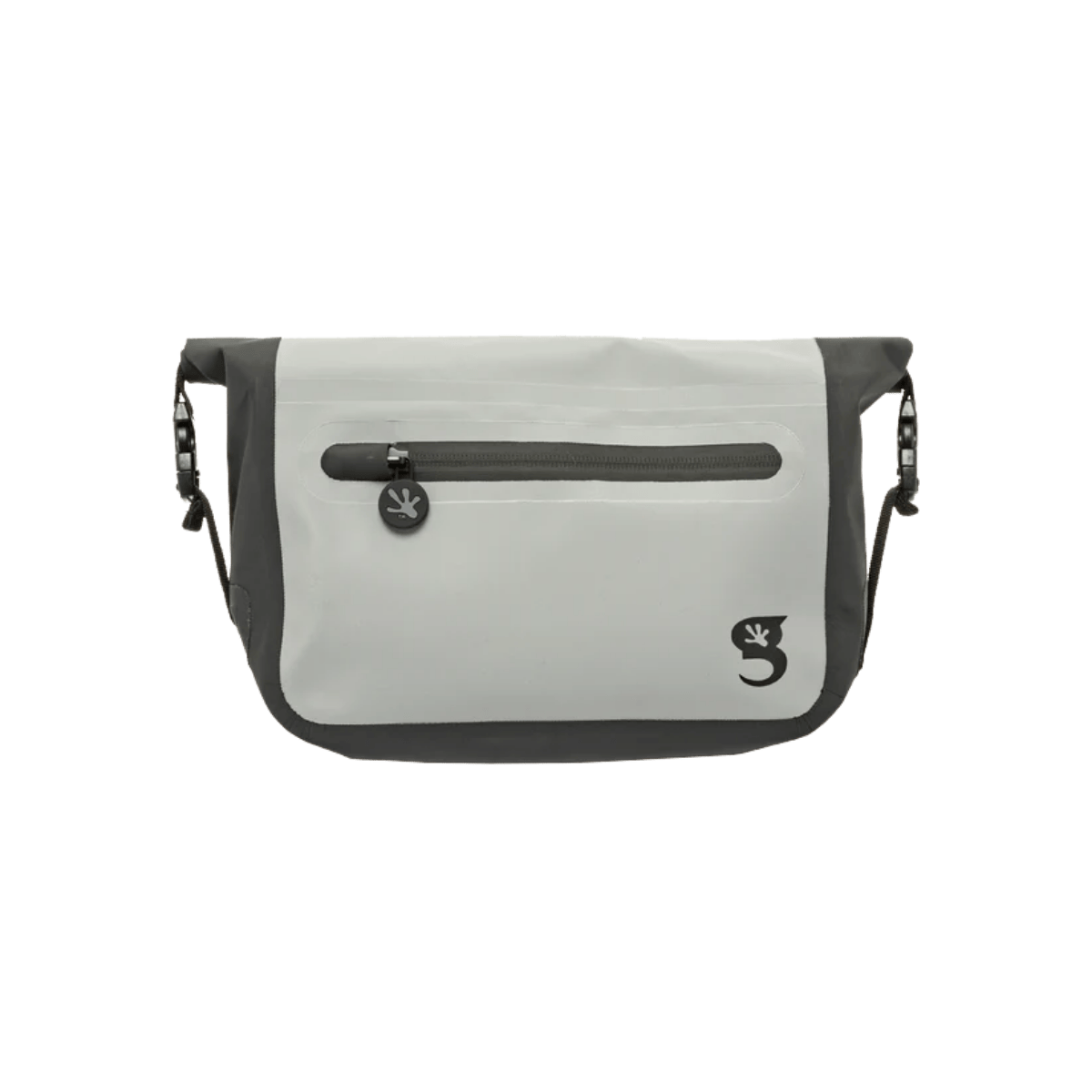 GECKO BRANDS WATERPROOF TARPAULIN DRY BAG WAIST PACK - GREY/BLACK  - FRONT VIEW