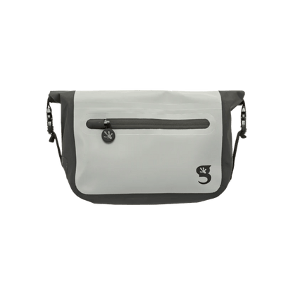 GECKO BRANDS WATERPROOF TARPAULIN DRY BAG WAIST PACK - GREY/BLACK  - FRONT VIEW