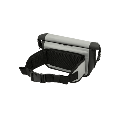 GECKO BRANDS WATERPROOF TARPAULIN DRY BAG WAIST PACK - GREY/BLACK  - BACK VIEW