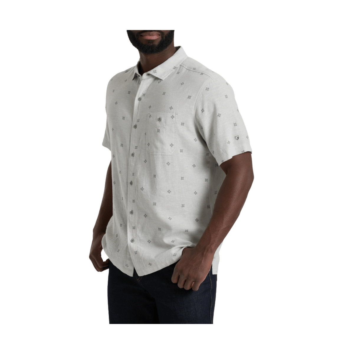 KUHL MEN'S GETAWAY SHORT SLEEVE - ASH - FRONT VIEW