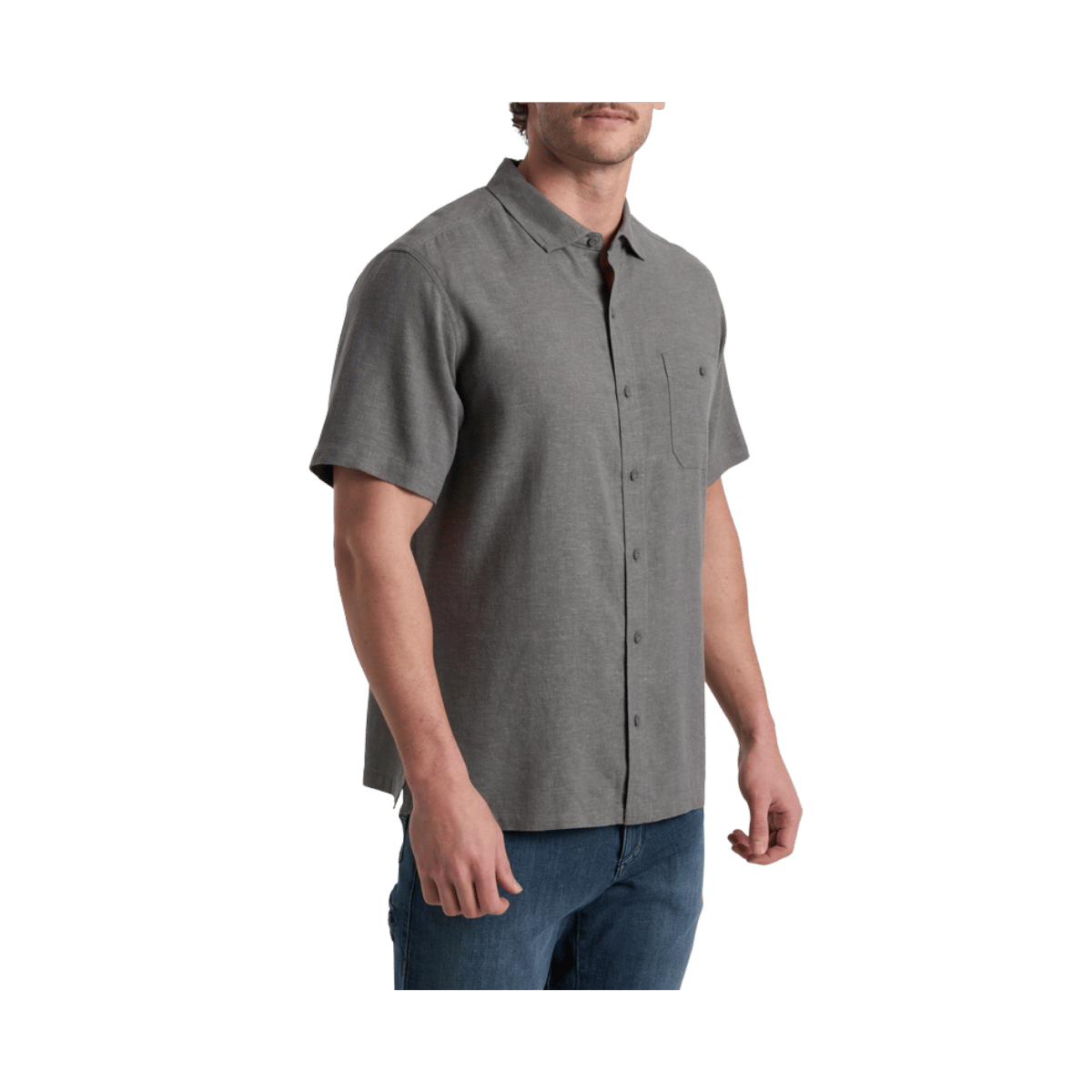 KUHL MEN'S GETAWAY SHORT SLEEVE - PEWTER GREEN - FRONT VIEW