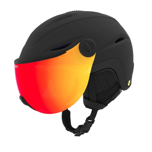 GIRO ADULT VUE MIPS VIVID SNOW HELMET - MATTE BLACK/VIVID HELMET_FRONT SIDE ANGLE