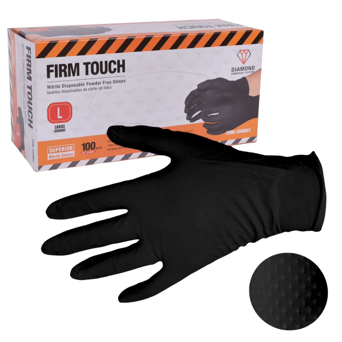 GLOVE STATION 8.0 MIL DISPOSABLE NITRILE GLOVE LARGE - BLACK