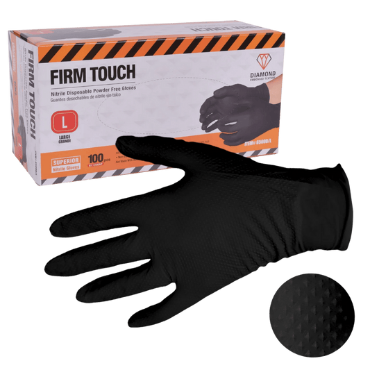 GLOVE STATION 8.0 MIL DISPOSABLE NITRILE GLOVE LARGE - BLACK