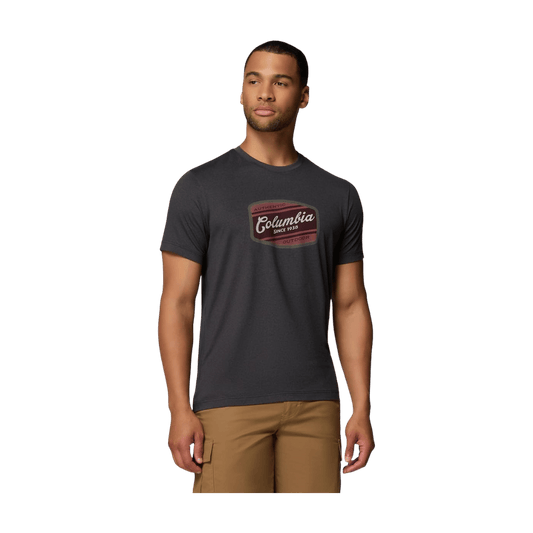 COLUMBIA MEN'S PARSONS POINT SS GRAPHIC TEE - BLACK HEATHER