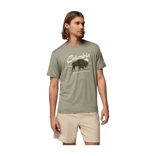COLUMBIA MEN'S PARSONS POINT SS GRAPHIC TEE - STONE GREEN HEATHER