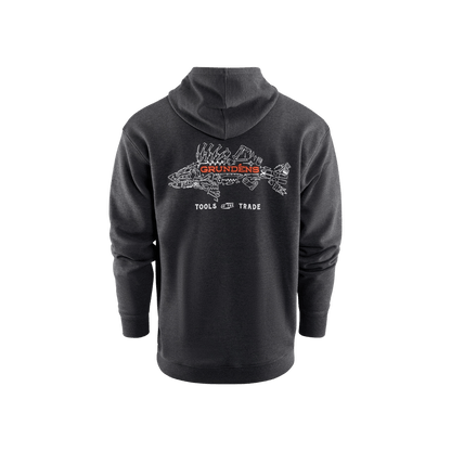 GRUNDENS TOOLS OF THE TRADE ICE HOODIE- BLACK HEATHER BACK
