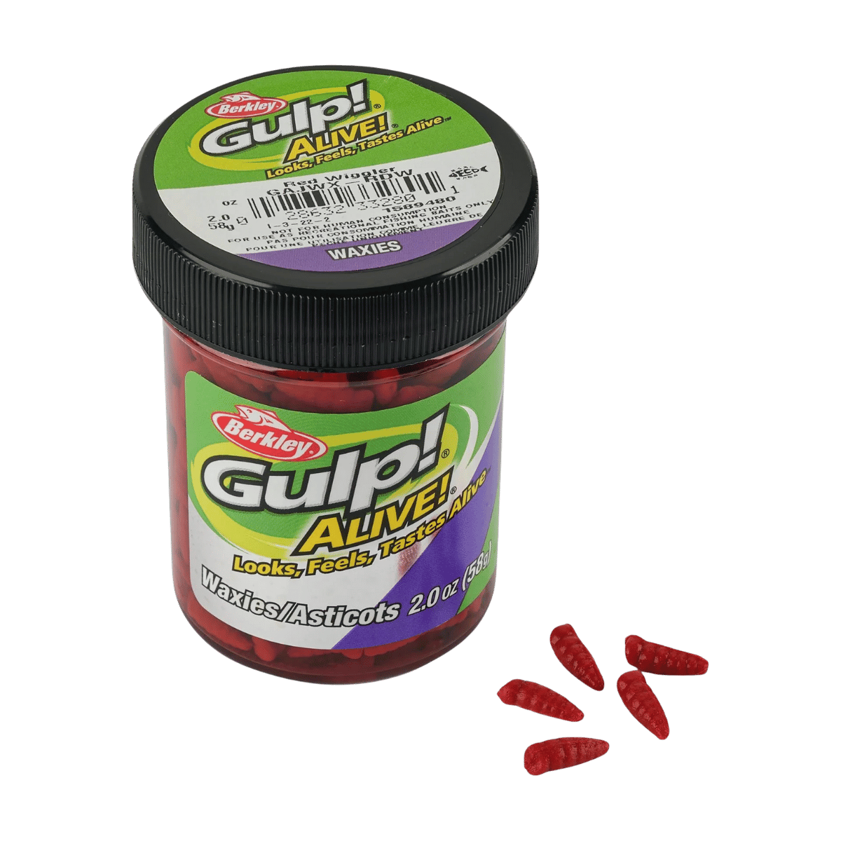 BERKLEY GULP ALIVE WAXIES FISHING LURE 1/2 IN RED WIGGLER - 1