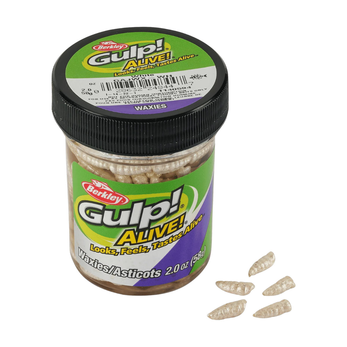 BERKLEY GULP ALIVE WAXIES FISHING LURE 1/2 IN WHITE