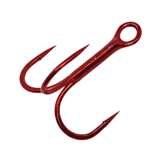 GAMAKATSU TREBLE HOOK ROUND BEND HOOK - RED SIZE 2