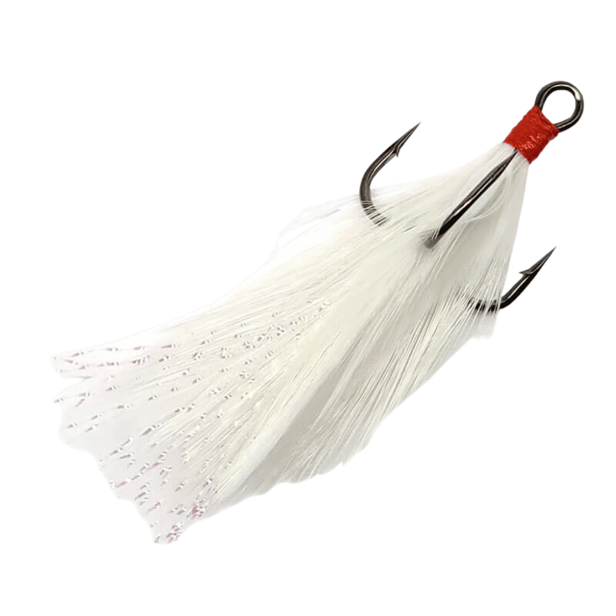 GAMAKATSU FEATHERED TREBLE HOOK - WHITE/WHITE SIZE 6