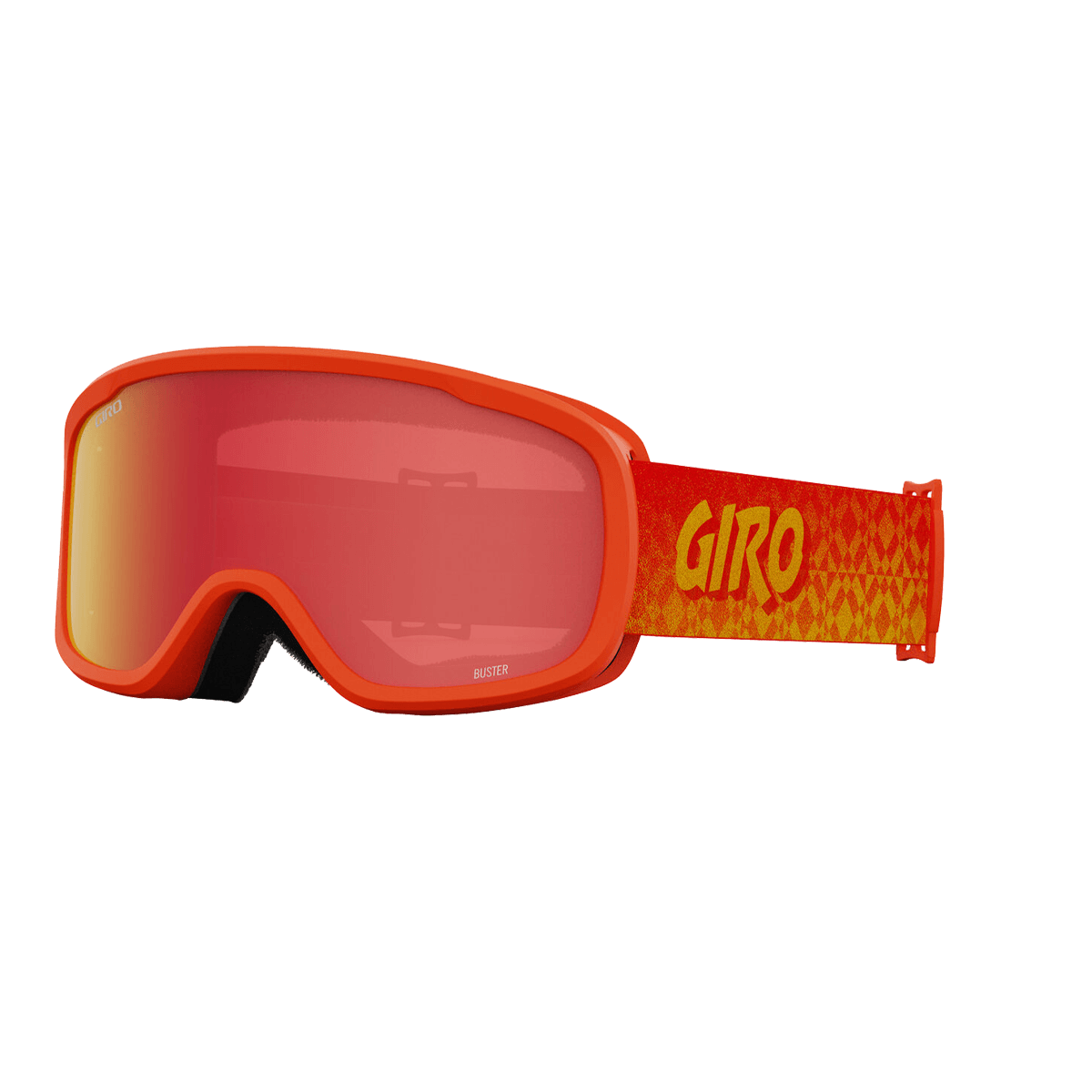 Red goggles with 'Giro' branding on a white background