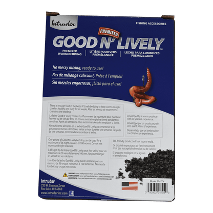 GOOD N' LIVELY PREMIXED WORM BEDDING IN A BAG - 5 LB. back of packaging