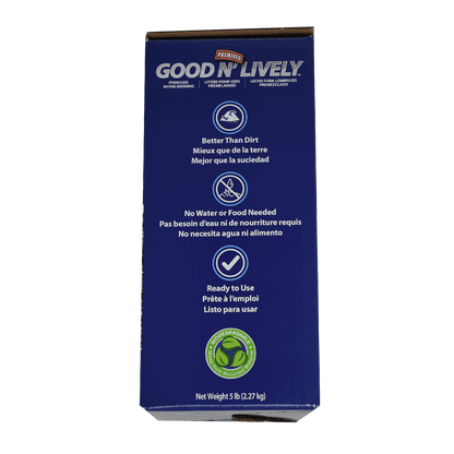 GOOD N' LIVELY PREMIXED WORM BEDDING IN A BAG - 5 LB. other side of box