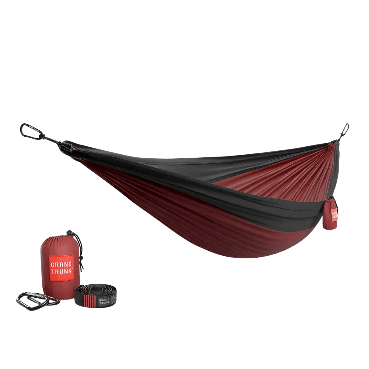 GRAND TRUNK DOUBLE DELUXE HAMMOCK WITH STRAPS CRIMSON CHARCOAL