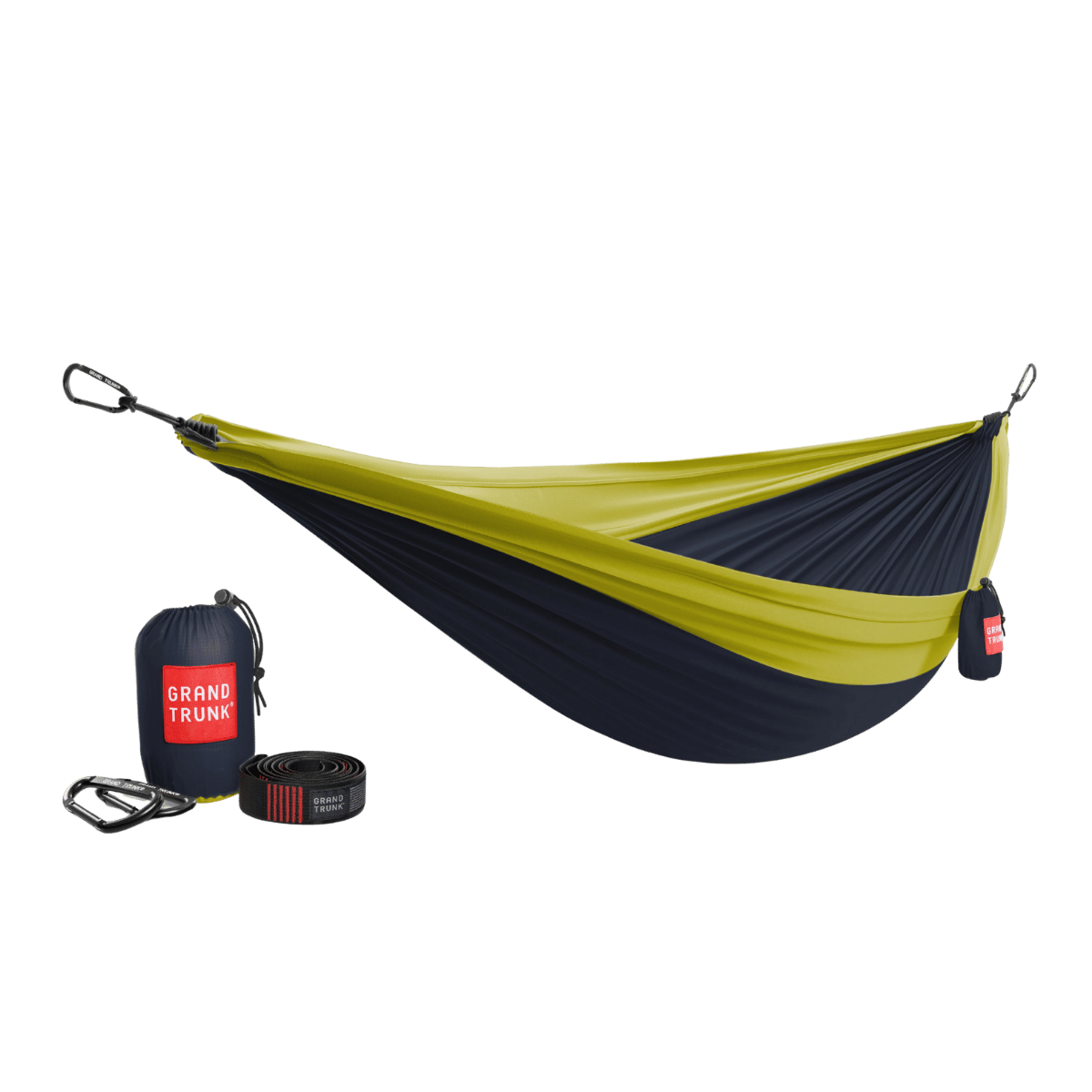 GRAND TRUNK DOUBLE DELUXE HAMMOCK WITH STRAPS NAVY/CHARTREUSE