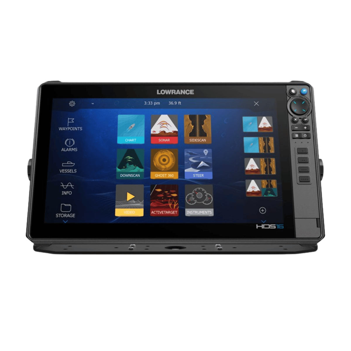 LOWRANCE HDS PRO 16 US/CAN MULTIFUNCTION DISPLAY WITH C-MAP DISCOVER_FRONT DISPLAY VIEW (SCREEN ON)
