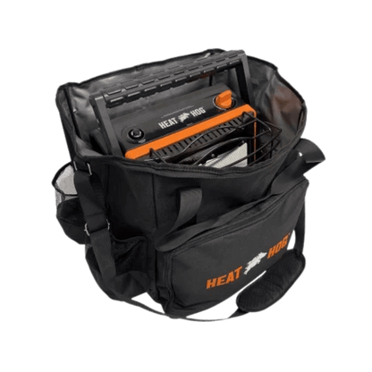 HEAT HOG 18K TRAVEL BAG WITH STRAP - BLACK - LEFT SIDE VIEW OPEN