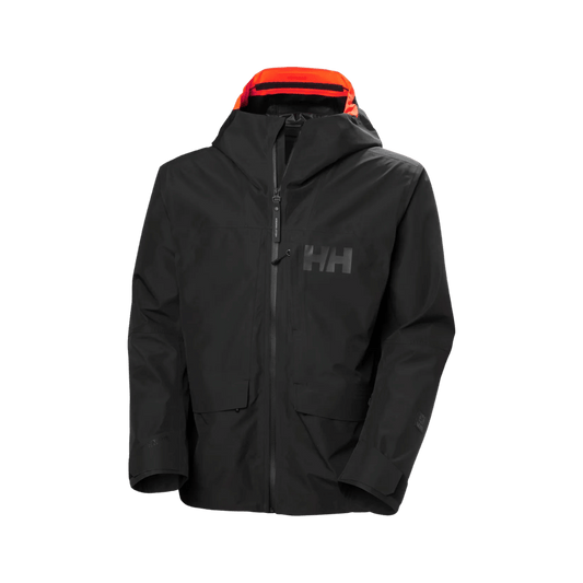 HELLY HANSEN MEN'S EMIKO SHELL JACKET - BLACK, FRONT ANGLE, MD, LG, XL, XXL