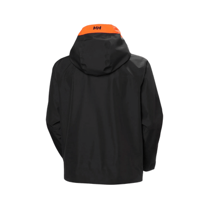 HELLY HANSEN MEN'S EMIKO SHELL JACKET - BLACK, BACK ANGLE, MD, LG, XL, XXL