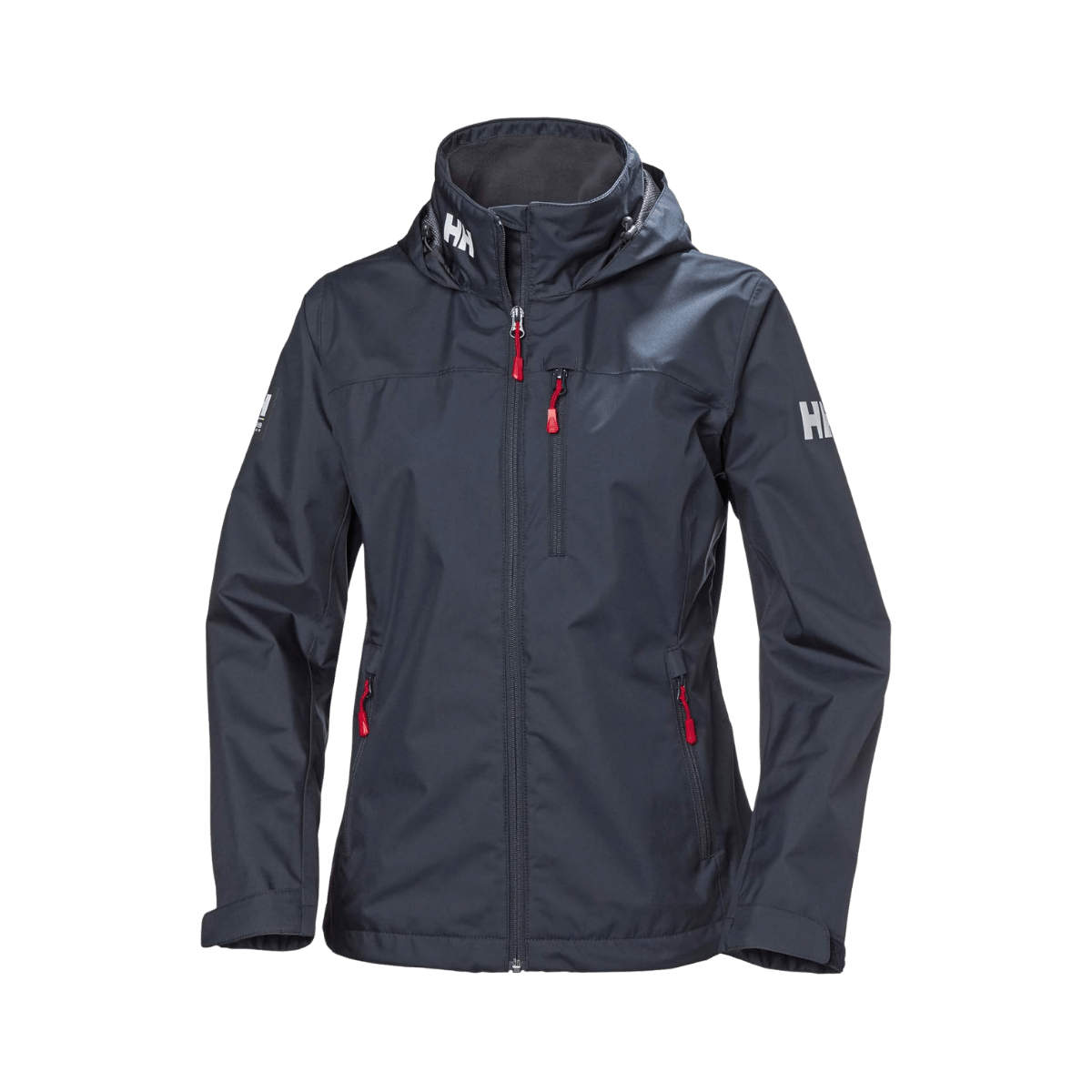 HELLY HANSEN CREW HOODED JACKET - NAVY, FRONT ANGLE, MD, LG, XL, XXL